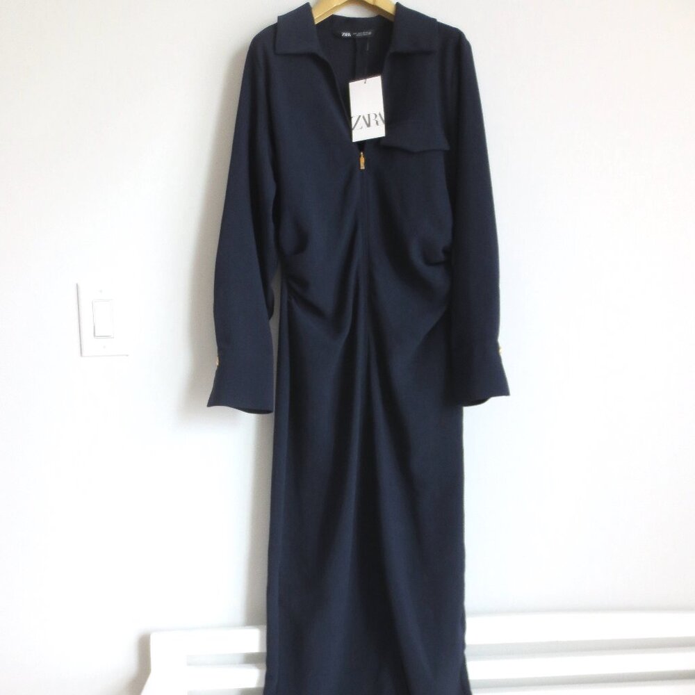Zara Black Midi Shirt Dress